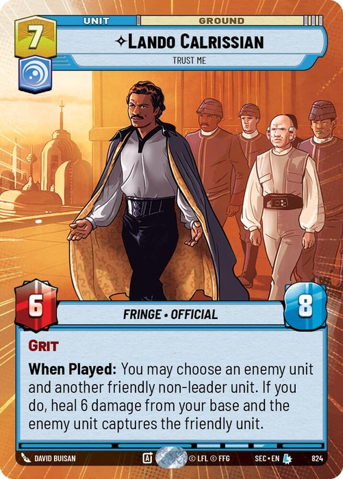 Image for Lando Calrissian - Trust Me (Hyperspace Foil) (824) [Secrets of Power] - Star Wars: Unlimited