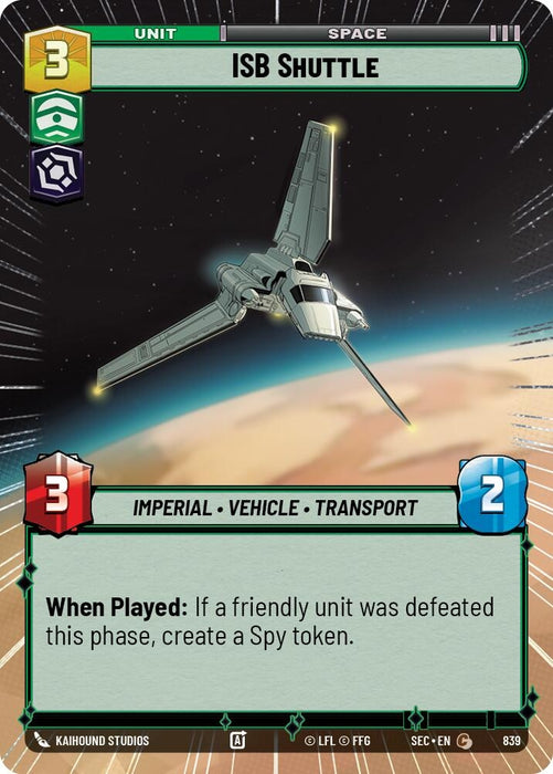 Image for ISB Shuttle (Hyperspace Foil) (839) [Secrets of Power] - Star Wars: Unlimited