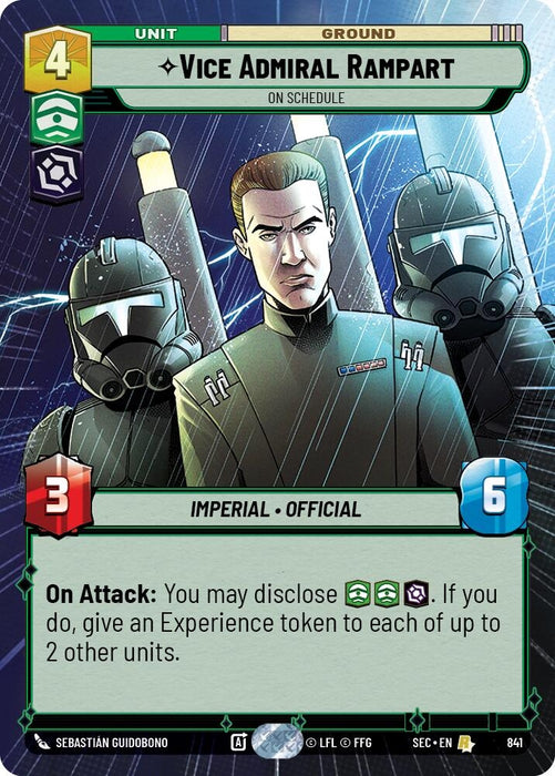 Image for Vice Admiral Rampart - On Schedule (Hyperspace Foil) (841) [Secrets of Power] - Star Wars: Unlimited