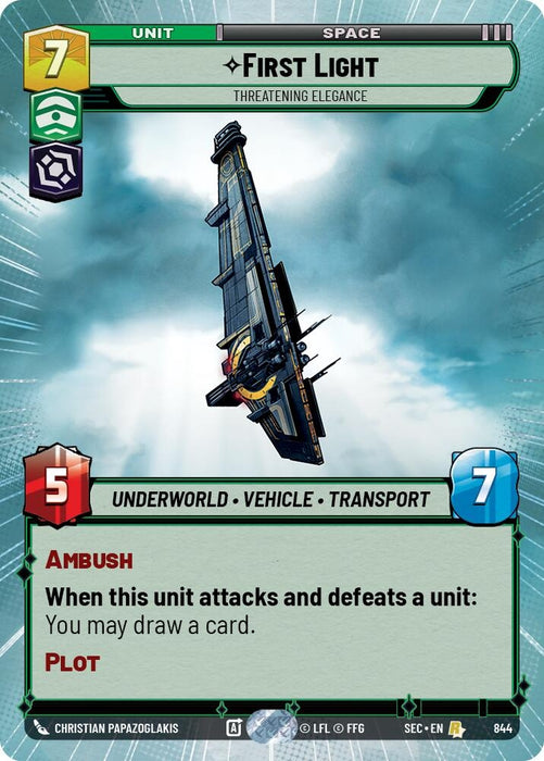 Image for First Light - Threatening Elegance (Hyperspace Foil) (844) [Secrets of Power] - Star Wars: Unlimited