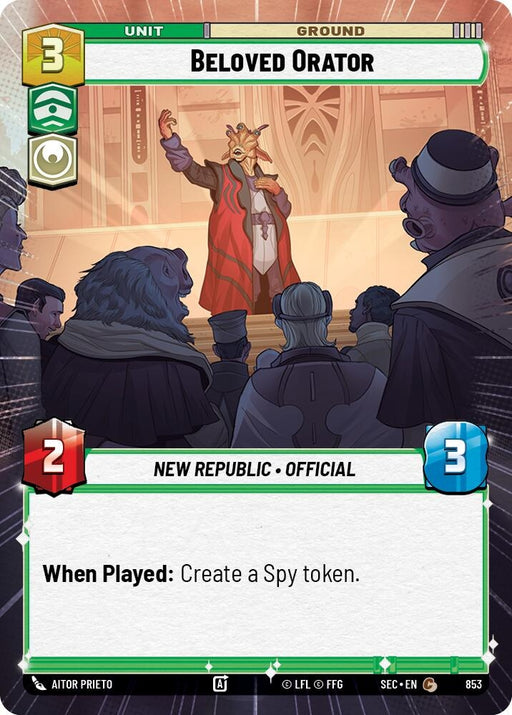 Image for Beloved Orator (Hyperspace Foil) (853) [Secrets of Power] - Star Wars: Unlimited