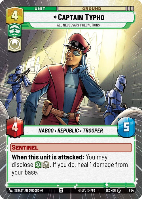 Image for Captain Typho - All Necessary Precautions (Hyperspace Foil) (854) [Secrets of Power] - Star Wars: Unlimited