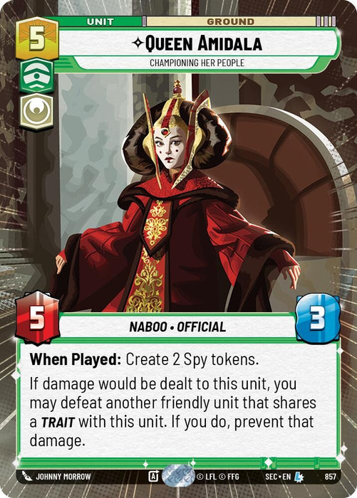 Image for Queen Amidala - Championing Her People (Hyperspace Foil) (857) [Secrets of Power] - Star Wars: Unlimited