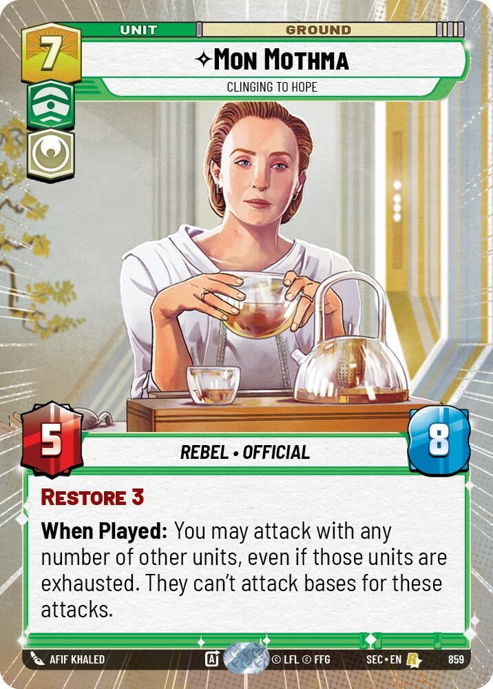 Image for Mon Mothma - Clinging to Hope (Hyperspace Foil) (859) [Secrets of Power] - Star Wars: Unlimited