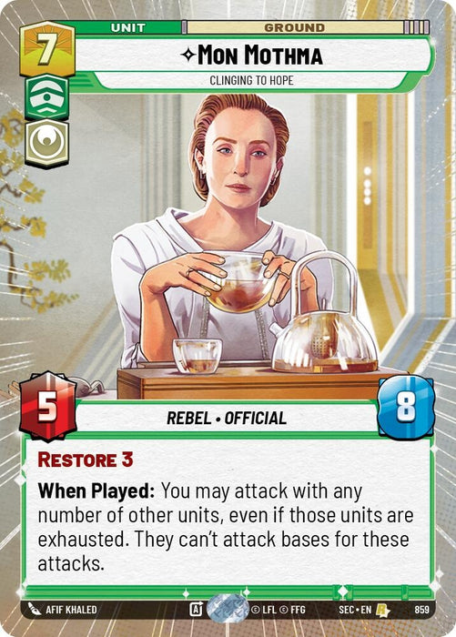 Image for Mon Mothma - Clinging to Hope (Hyperspace Foil) (859) [Secrets of Power] - Star Wars: Unlimited