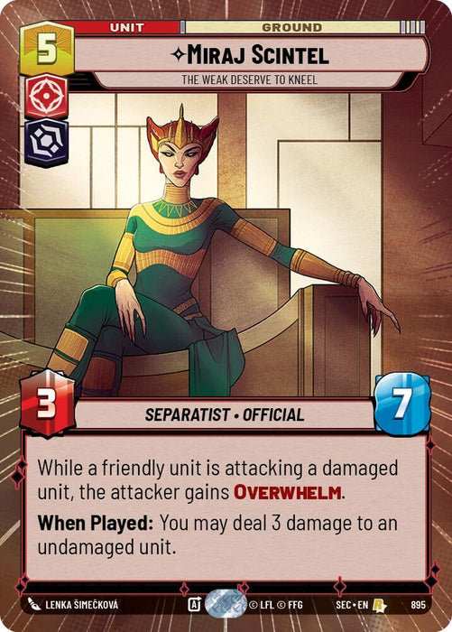 Image for Miraj Scintel - The Weak Deserve to Kneel (Hyperspace Foil) (895) [Secrets of Power] - Star Wars: Unlimited