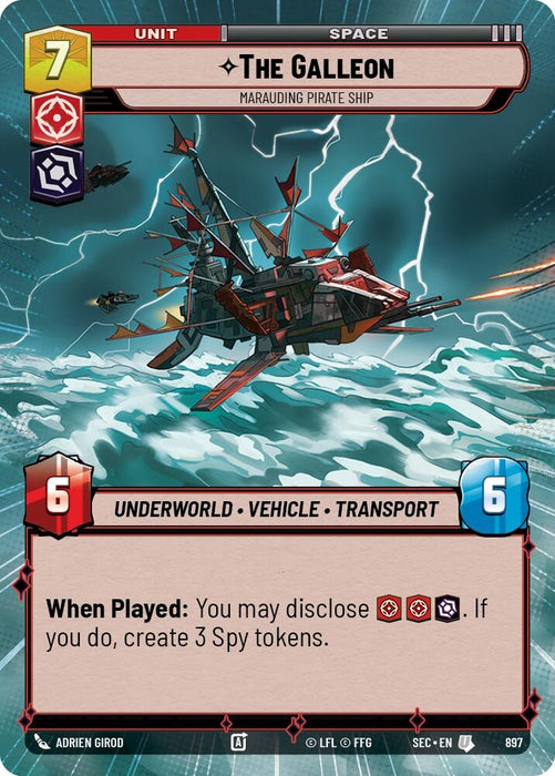 Image for The Galleon - Marauding Pirate Ship (Hyperspace Foil) (897) [Secrets of Power] - Star Wars: Unlimited