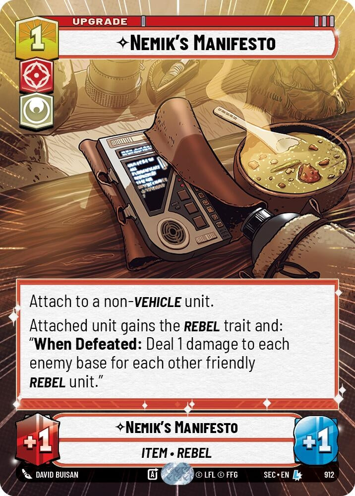 Image for Nemik's Manifesto (Hyperspace Foil) (912) [Secrets of Power] - Star Wars: Unlimited