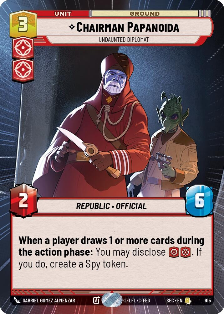 Image for Chairman Papanoida - Undaunted Diplomat (Hyperspace Foil) (915) [Secrets of Power] - Star Wars: Unlimited