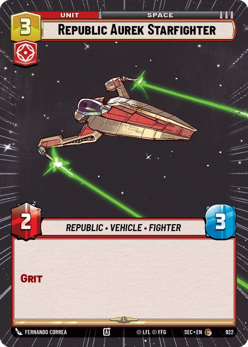 Image for Republic Aurek Starfighter (Hyperspace Foil) (922) [Secrets of Power] - Star Wars: Unlimited
