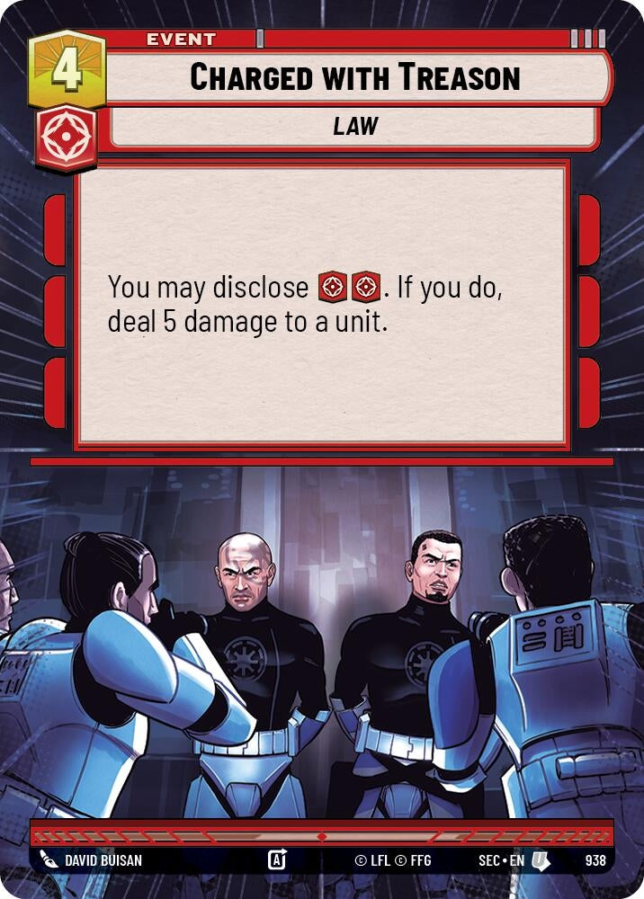 Image for Charged with Treason (Hyperspace Foil) (938) [Secrets of Power] - Star Wars: Unlimited