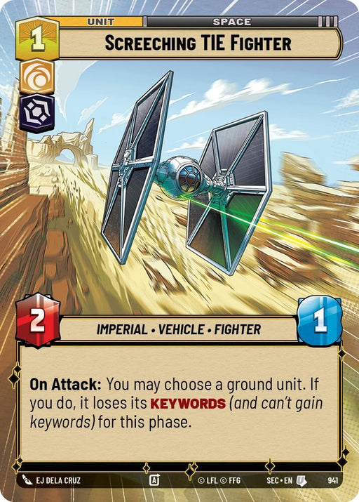 Image for Screeching TIE Fighter (Hyperspace Foil) (941) [Secrets of Power] - Star Wars: Unlimited
