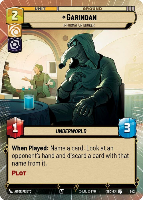 Image for Garindan - Information Broker (Hyperspace Foil) (942) [Secrets of Power] - Star Wars: Unlimited