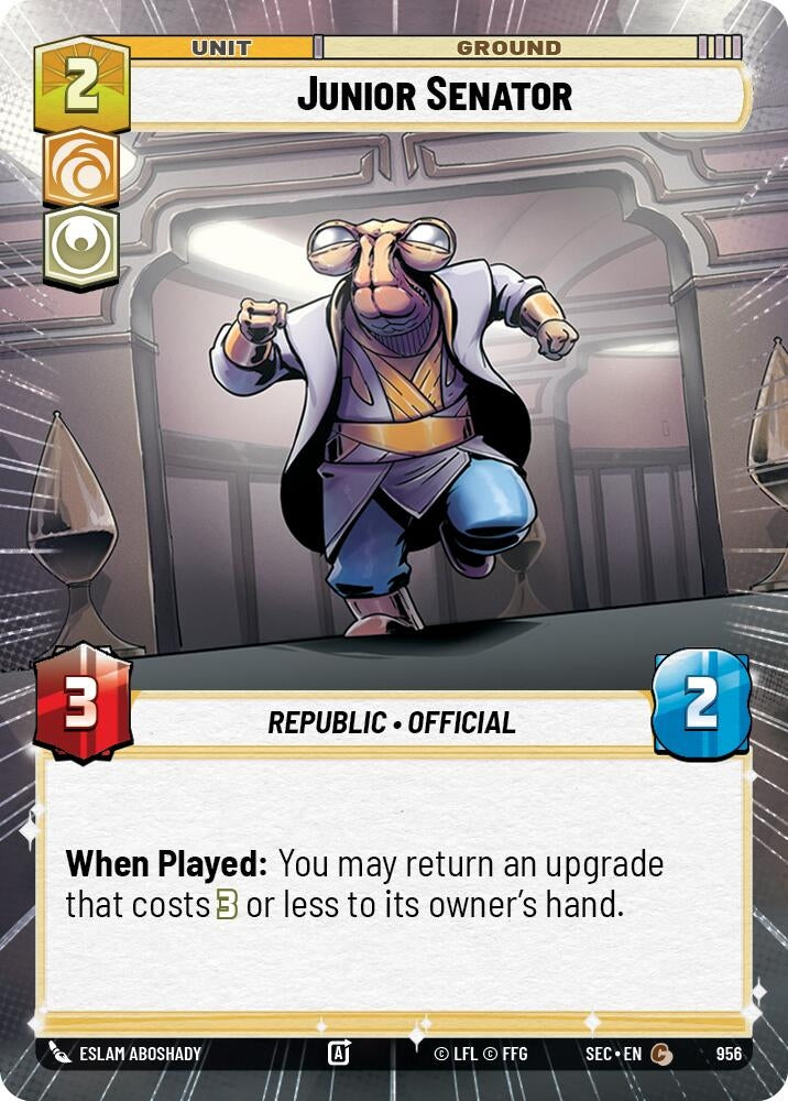 Image for Junior Senator (Hyperspace Foil) (956) [Secrets of Power] - Star Wars: Unlimited