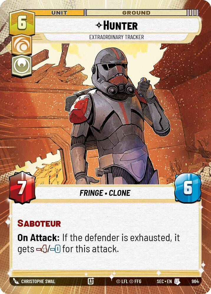 Image for Hunter - Extraordinary Tracker (Hyperspace Foil) (964) [Secrets of Power] - Star Wars: Unlimited