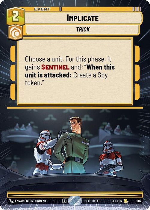 Image for Implicate (Hyperspace Foil) (987) [Secrets of Power] - Star Wars: Unlimited
