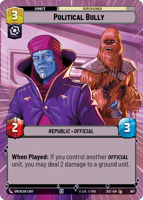 Image for Political Bully (Hyperspace Foil) (997) [Secrets of Power] - Star Wars: Unlimited