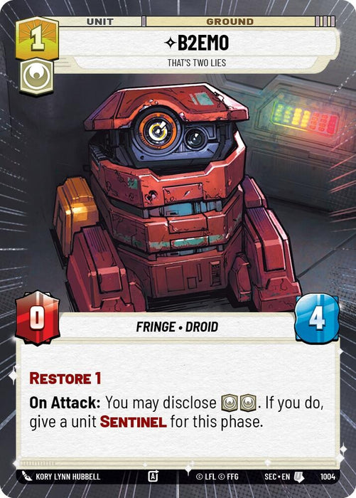 Image for B2EMO - That's Two Lies (Hyperspace Foil) (1004) [Secrets of Power] - Star Wars: Unlimited