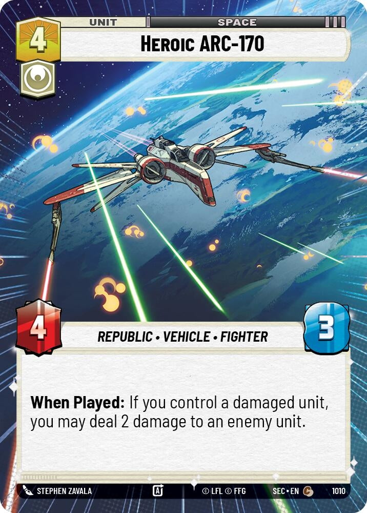 Image for Heroic ARC-170 (Hyperspace Foil) (1010) [Secrets of Power] - Star Wars: Unlimited