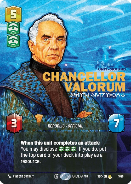 Image for Chancellor Valorum - Civil Servant (Prestige Foil) (1099) [Secrets of Power] - Star Wars: Unlimited