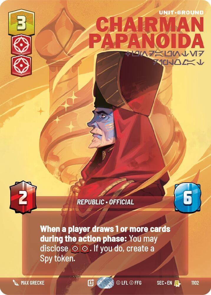 Image for Chairman Papanoida - Undaunted Diplomat (Prestige Foil) (1102) [Secrets of Power] - Star Wars: Unlimited