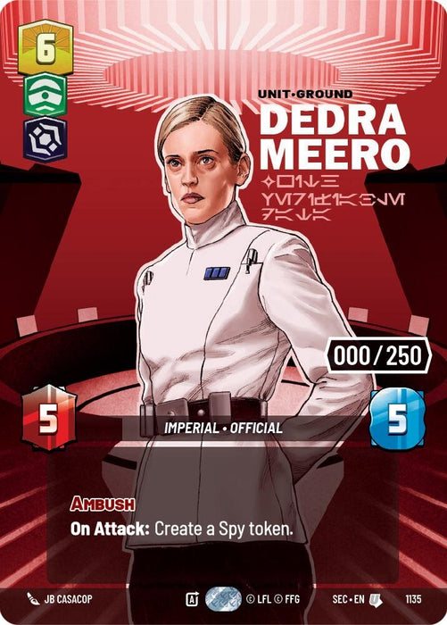 Image for Dedra Meero - With Verifiable Data (Serialized) (1135) [Secrets of Power] - Star Wars: Unlimited