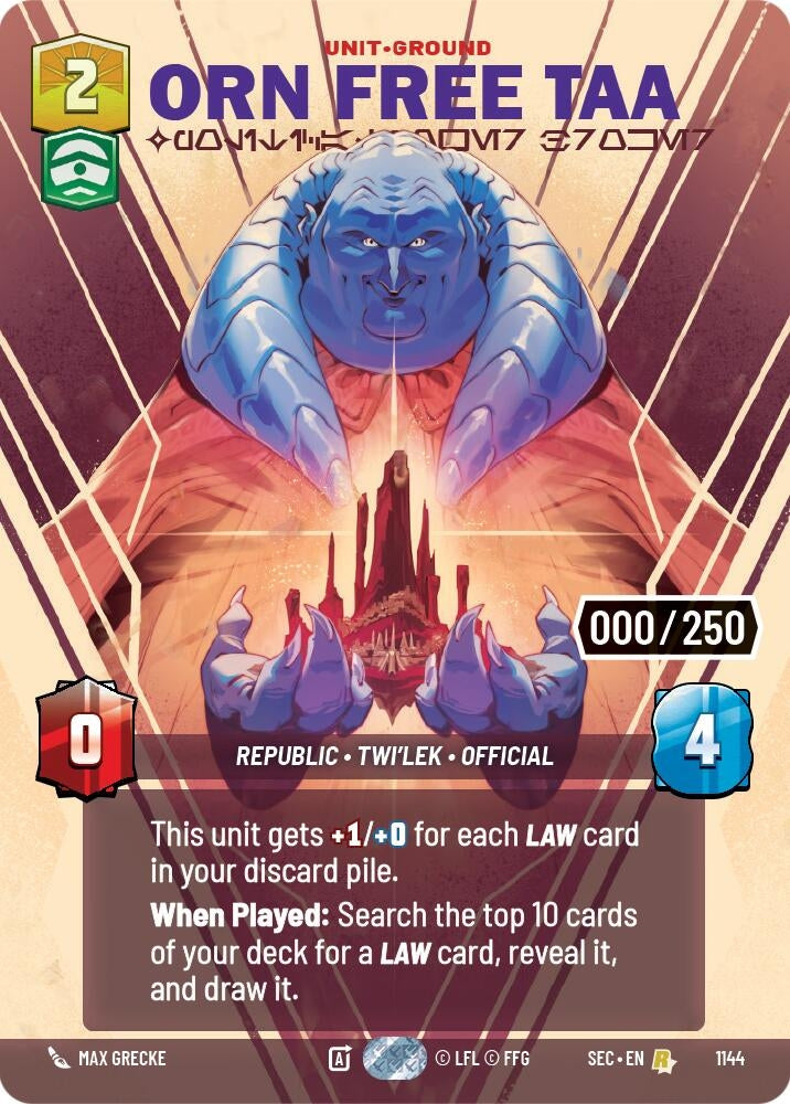Image for Orn Free Taa - Political Power Broker (Serialized) (1144) [Secrets of Power] - Star Wars: Unlimited