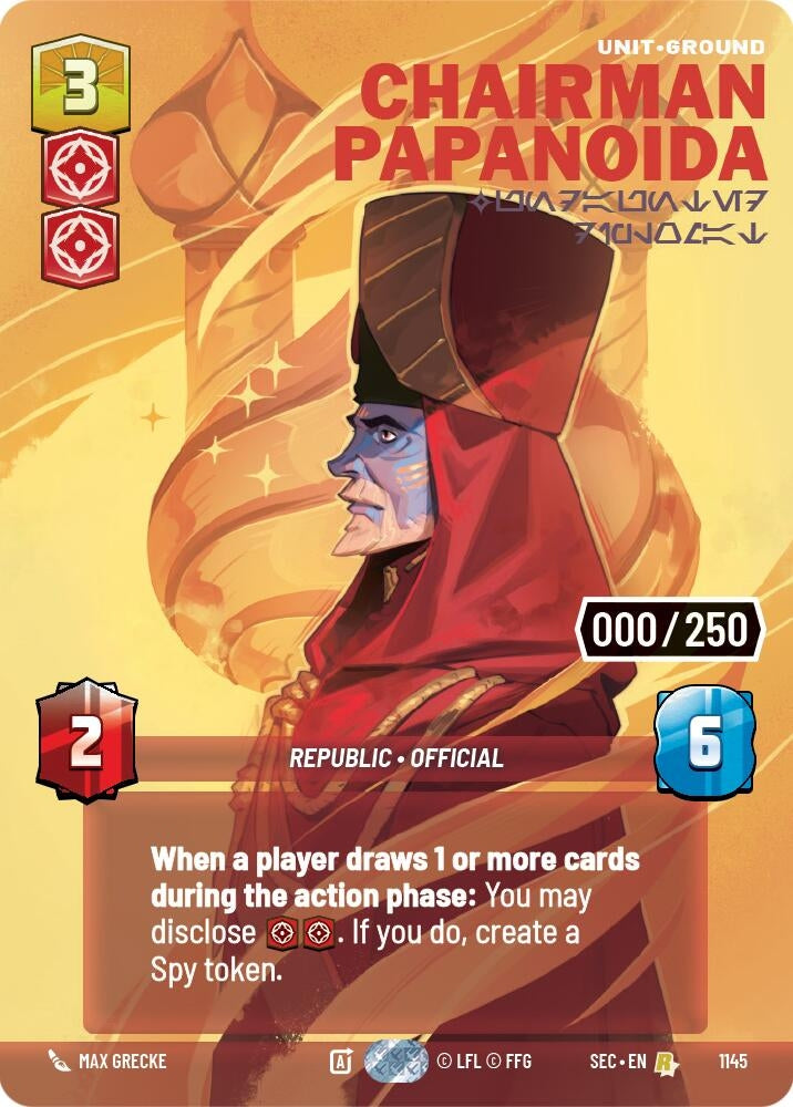 Image for Chairman Papanoida - Undaunted Diplomat (Serialized) (1145) [Secrets of Power] - Star Wars: Unlimited