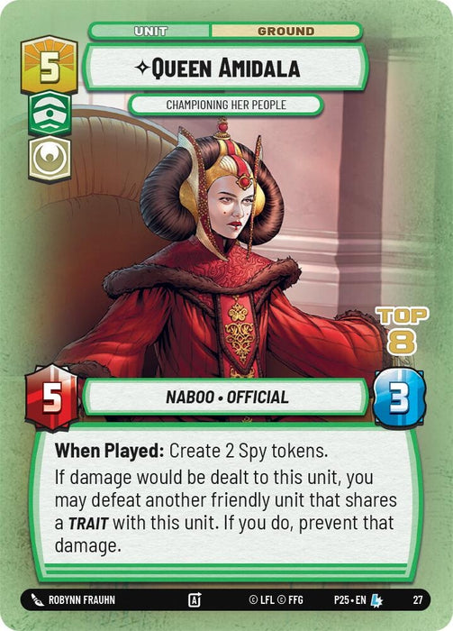 Image for Queen Amidala - Championing Her People (Top 8) (27) [Secrets of Power - Weekly Play Promos] - Star Wars: Unlimited