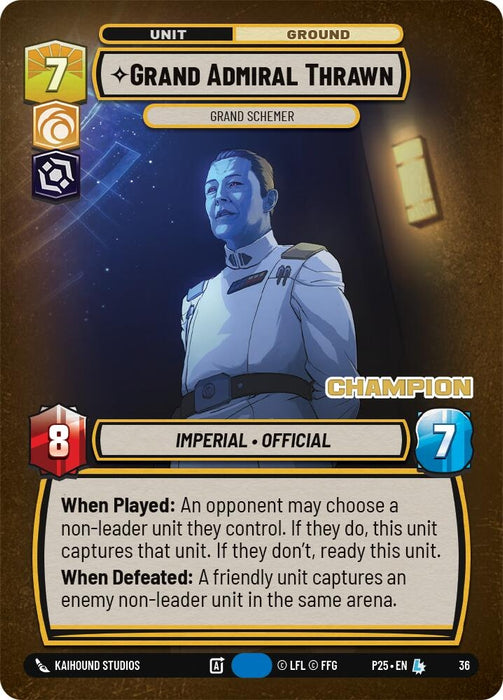 Image for Grand Admiral Thrawn - Grand Schemer (Champion) (36) [Secrets of Power - Weekly Play Promos] - Star Wars: Unlimited