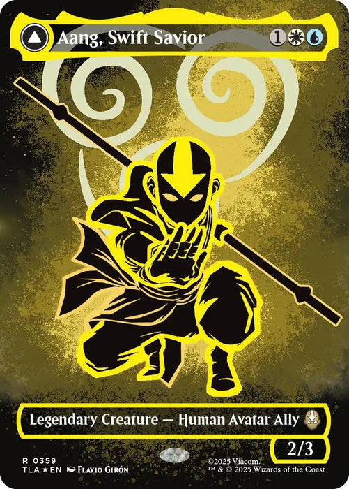 Image for Aang, Swift Savior (Borderless) (Neon Ink Foil) (359) [Avatar: The Last Airbender] - Magic: The Gathering