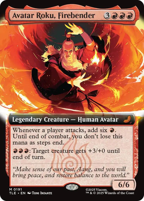 Image for Avatar Roku, Firebender (Extended Art) (191) [Avatar: The Last Airbender: Eternal-Legal] - Magic: The Gathering