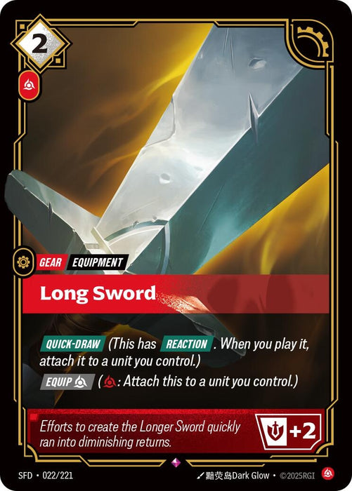 Image for Long Sword (022/221) [Spiritforged] - Riftbound: League of Legends Trading Card Game