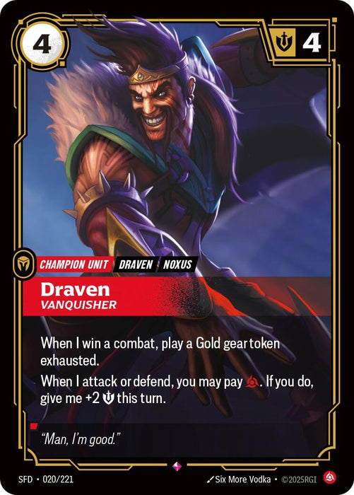 Image for Draven - Vanquisher (020/221) [Spiritforged] - Riftbound: League of Legends Trading Card Game