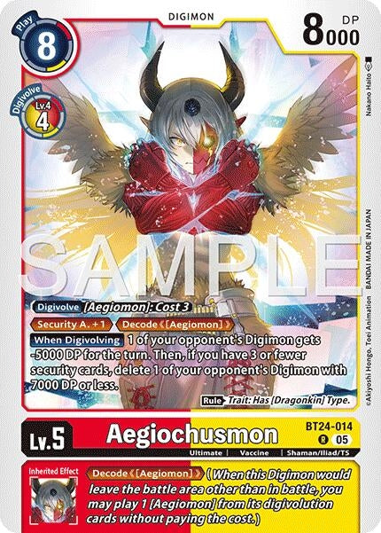Image for Aegiochusmon (BT24-014 R) [Time Stranger] - Digimon Card Game