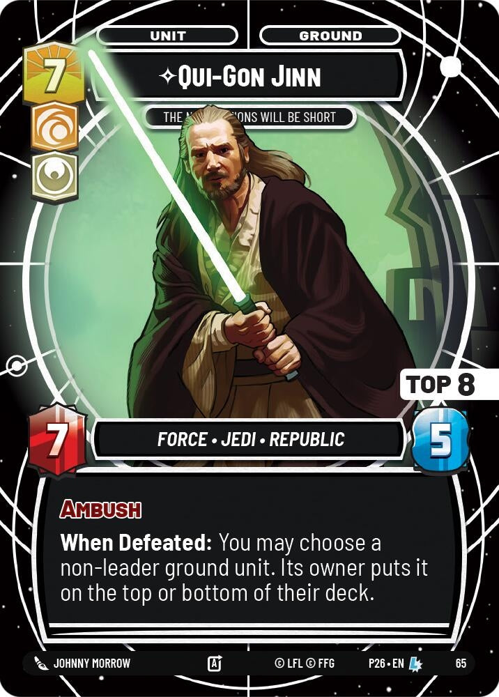 Image for Qui-Gon Jinn - The Negotiations Will Be Short (Top 8) (65) [Sector and Regional Promos: Season 1] - Star Wars: Unlimited