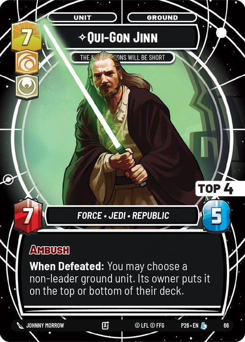 Image for Qui-Gon Jinn - The Negotiations Will Be Short (Top 4) (66) [Sector and Regional Promos: Season 1] - Star Wars: Unlimited