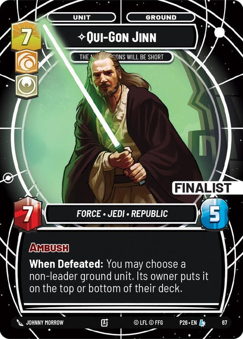 Image for Qui-Gon Jinn - The Negotiations Will Be Short (Finalist) (67) [Sector and Regional Promos: Season 1] - Star Wars: Unlimited