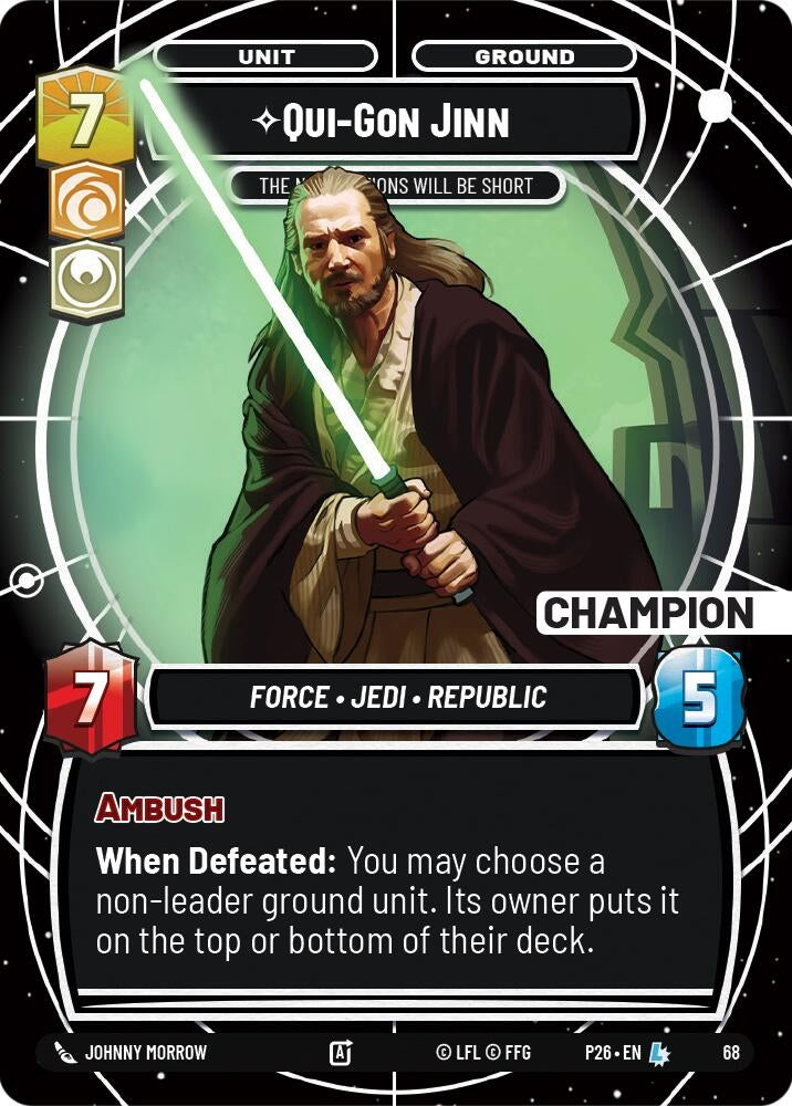Image for Qui-Gon Jinn - The Negotiations Will Be Short (Champion) (68) [Sector and Regional Promos: Season 1] - Star Wars: Unlimited