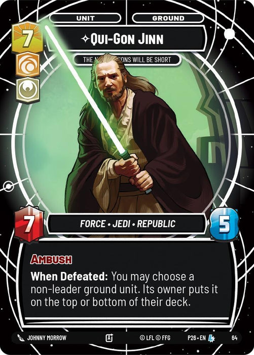 Image for Qui-Gon Jinn - The Negotiations Will Be Short (64) [Sector and Regional Promos: Season 1] - Star Wars: Unlimited