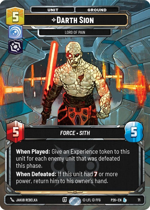 Image for Darth Sion - Lord of Pain (71) (71) [Sector and Regional Promos: Season 1] - Star Wars: Unlimited