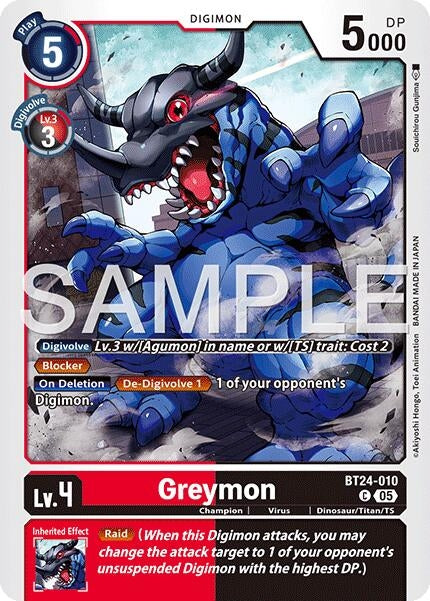 Image for Greymon (BT24-010 C) [Time Stranger] - Digimon Card Game