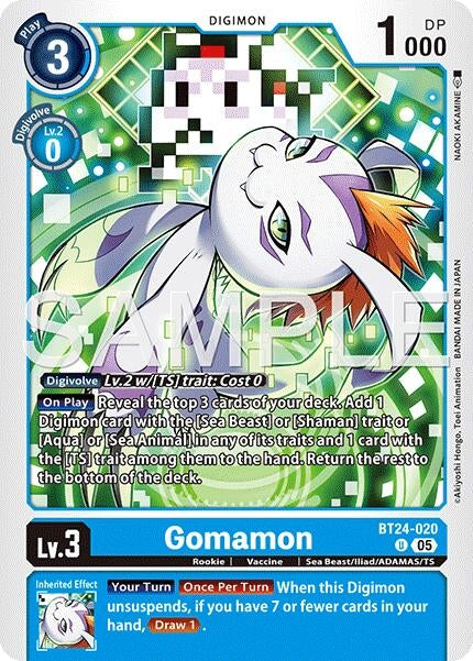 Image for Gomamon (BT24-020 U) [Time Stranger] - Digimon Card Game