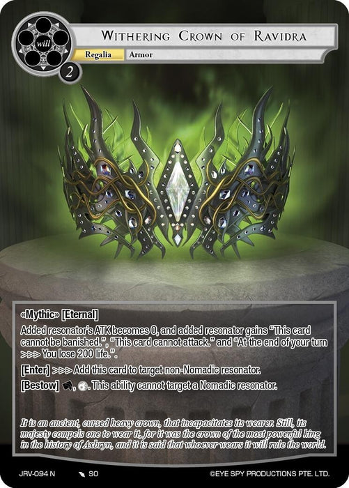 Image for Withering Crown of Ravidra (JRV-094 N) [Journey to Ravidra] - Force of Will