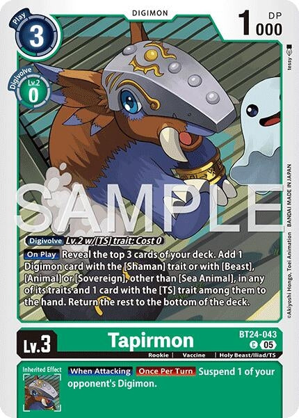 Image for Tapirmon (BT24-043 C) [Time Stranger] - Digimon Card Game
