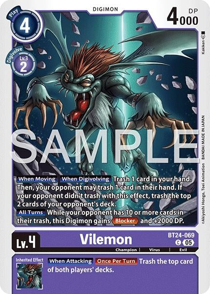 Image for Vilemon (BT24-069 C) [Time Stranger] - Digimon Card Game