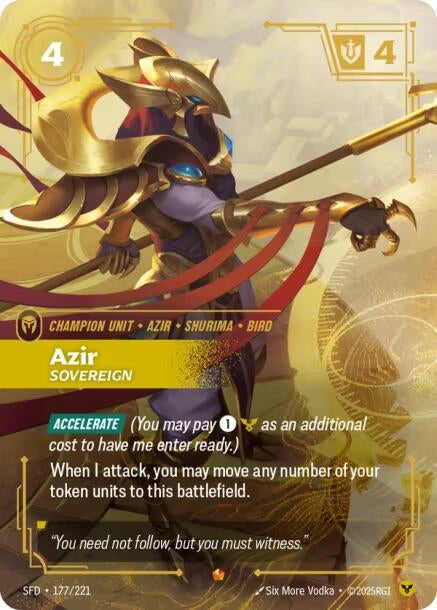 Image for Azir - Sovereign (177/221) [Spiritforged] - Riftbound: League of Legends Trading Card Game