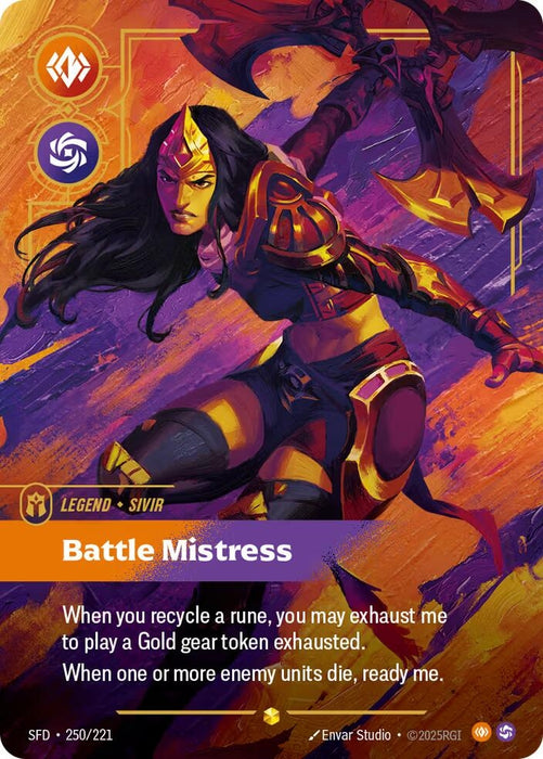 Image for Sivir - Battle Mistress (Overnumbered) (250/221) [Spiritforged] - Riftbound: League of Legends Trading Card Game