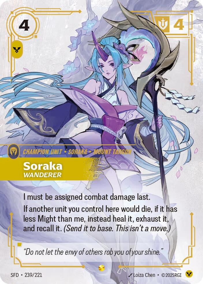 Image for Soraka - Wanderer (Overnumbered) (239/221) [Spiritforged] - Riftbound: League of Legends Trading Card Game