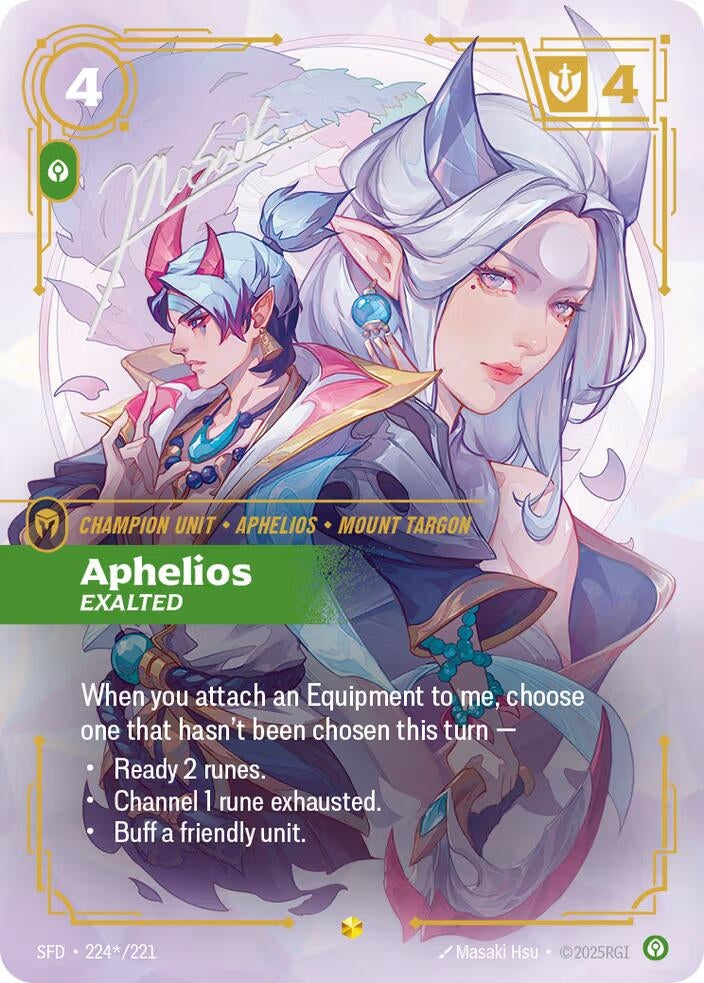 Image for Aphelios - Exalted (Signature) (224*/221) [Spiritforged] - Riftbound: League of Legends Trading Card Game
